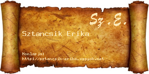Sztancsik Erika névjegykártya